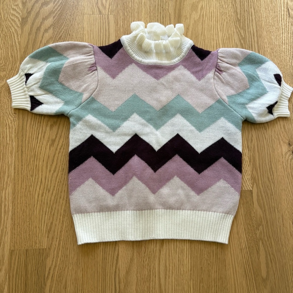 Janie and Jack Zig Zag Stripe Knit Short Sleeve Sweater 3T